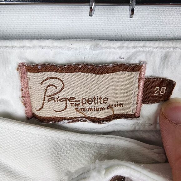 Paige Petite Laurel Canyon Low Waist Boot Cut Wide Leg White Jeans Size 28 Y2K - Picture 8 of 10